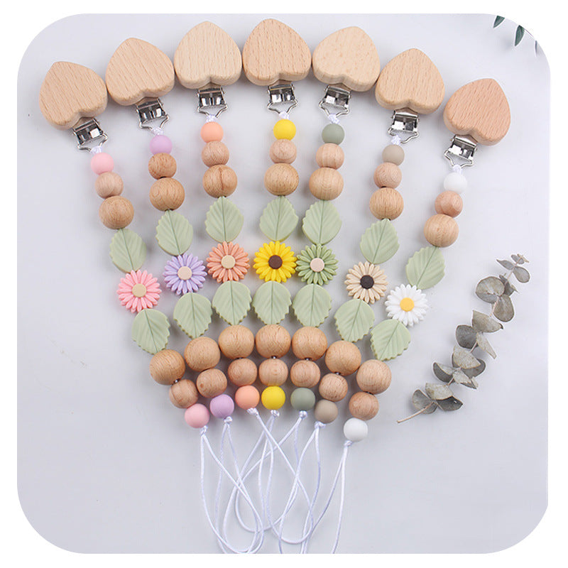 Wholesale Baby Cartoon Mahogany Beech Daisy Rainbow Silicone Teether